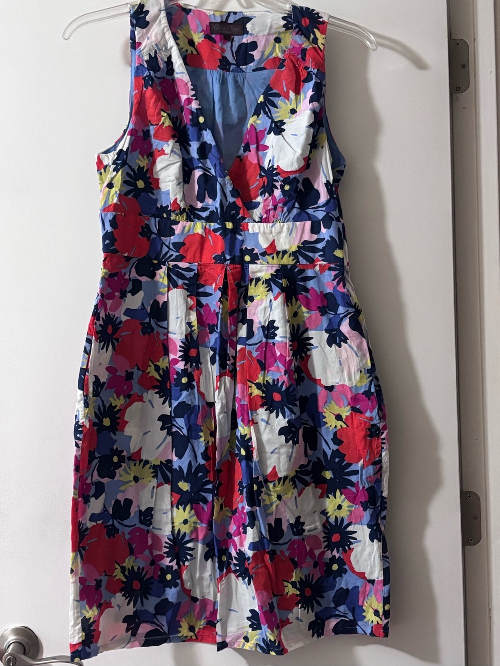 Great Plains London Blue Multicolored Floral Cotton Sleeveless Dress Size Large